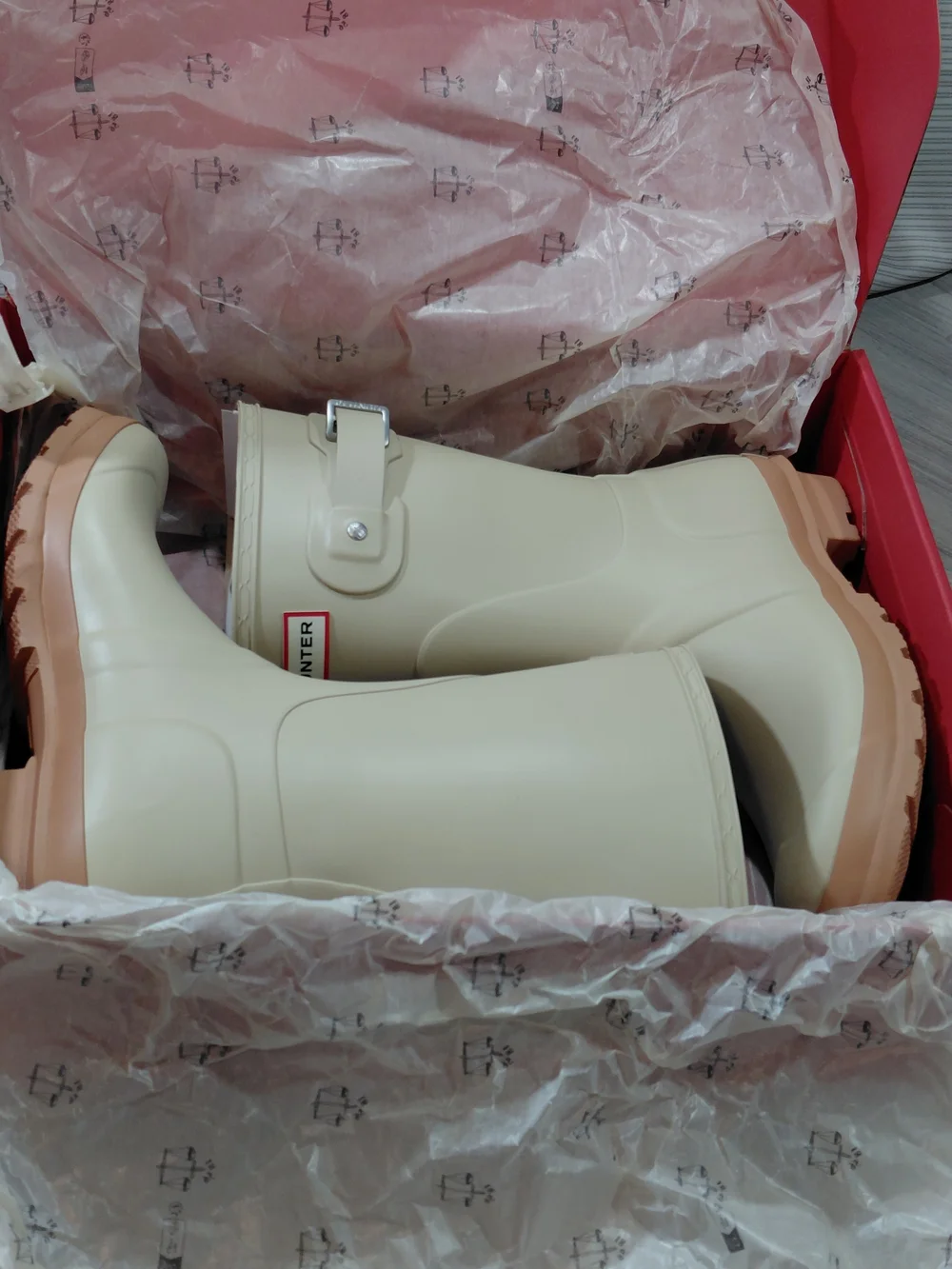NEW Hunter Women Original Short 100% Waterproof Rubber Rain Boots Biscuit Tan W7